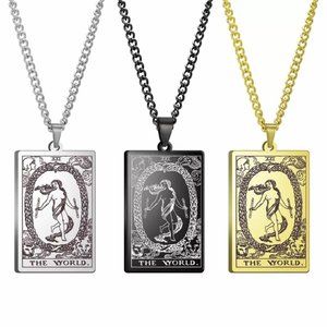 The World Stainless Steel Tarot Card Necklace